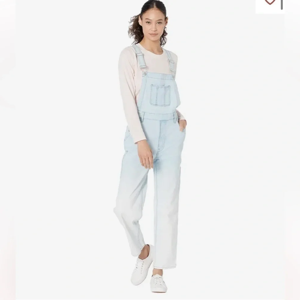 HUDSON WOMEN'S JEAN OVERALLS DENIM In Light Beams Blue sz S